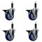Service Caster 4'' Blue Poly Swivel 1'' Expanding Stem Caster Set with Brake, 4PK SCC-EX20S414-PPUB-BLUE-PLB-1-4 - alternate 1